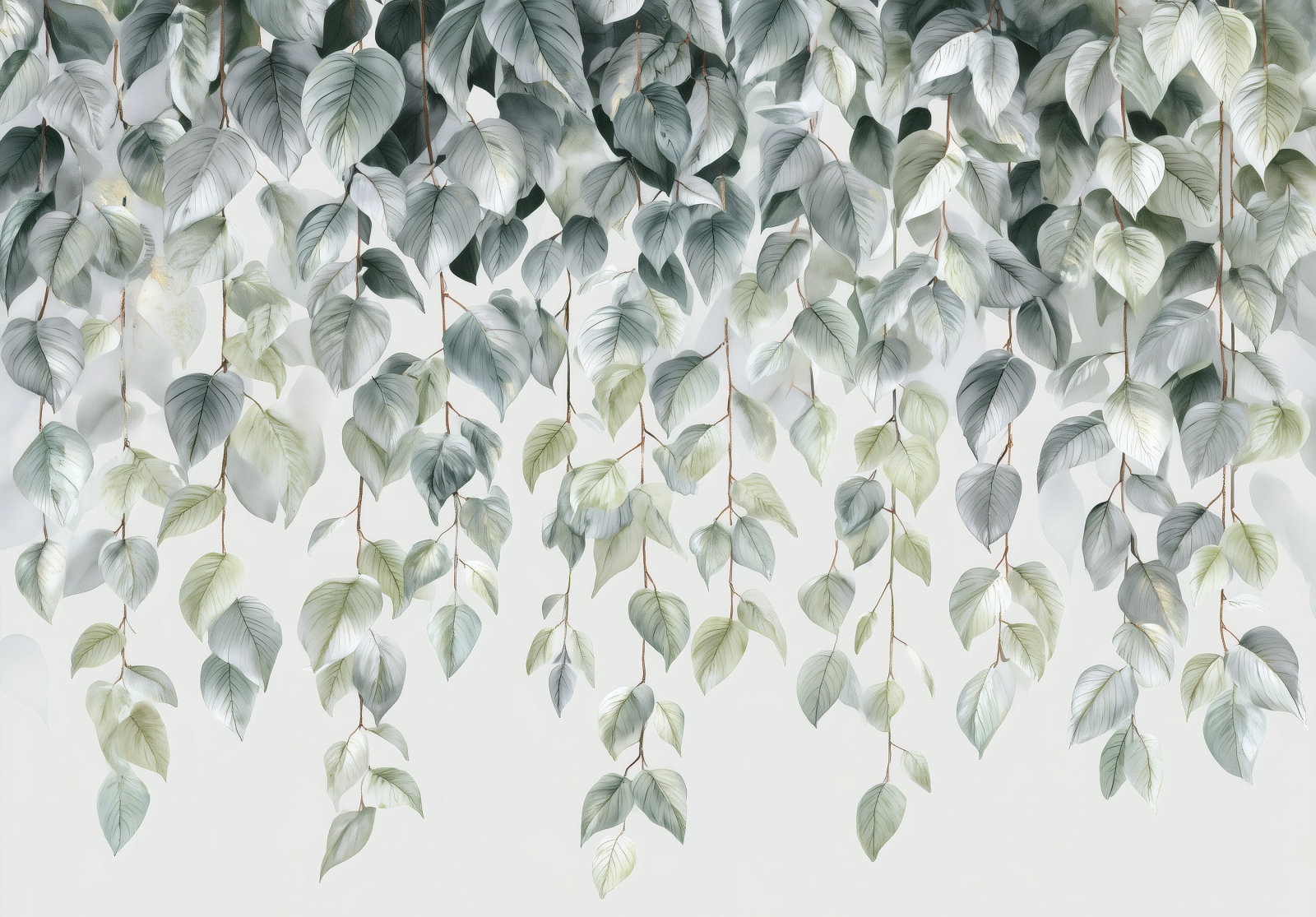 Фототапет Деликатни листа в бежово и графитено – модерен минимализъм